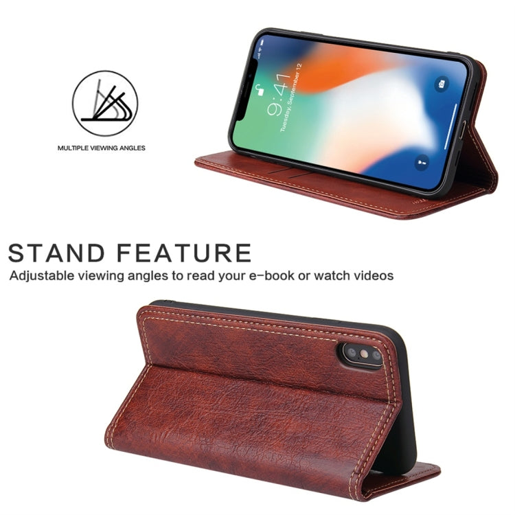 For iPhone XS Max Retro Tree Bark Texture PU Magnetic Horizontal Flip Leather Case with Holder & Card Slots & Wallet