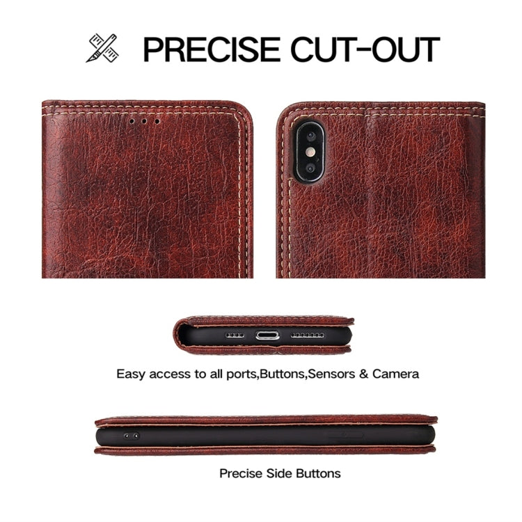 For iPhone XS Max Retro Tree Bark Texture PU Magnetic Horizontal Flip Leather Case with Holder & Card Slots & Wallet