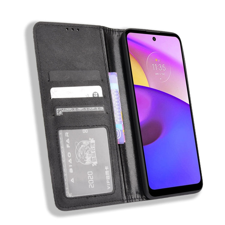 For Motorola Moto E40 / E30 / E20 Magnetic Buckle Retro Crazy Horse Texture Horizontal Flip Phone Leather Case with Holder & Card Slots & Photo Frame
