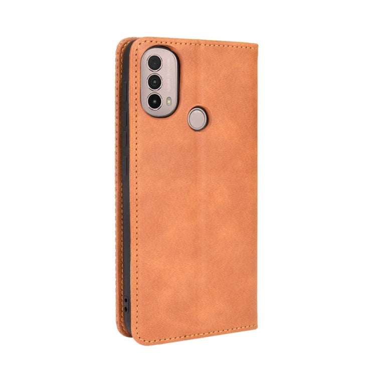 For Motorola Moto E40 / E30 / E20 Magnetic Buckle Retro Crazy Horse Texture Horizontal Flip Phone Leather Case with Holder & Card Slots & Photo Frame