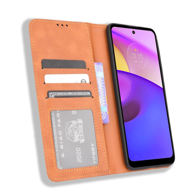 For Motorola Moto E40 / E30 / E20 Magnetic Buckle Retro Crazy Horse Texture Horizontal Flip Phone Leather Case with Holder & Card Slots & Photo Frame