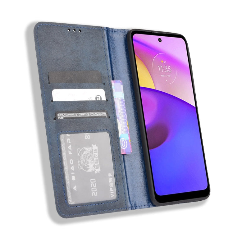 For Motorola Moto E40 / E30 / E20 Magnetic Buckle Retro Crazy Horse Texture Horizontal Flip Phone Leather Case with Holder & Card Slots & Photo Frame