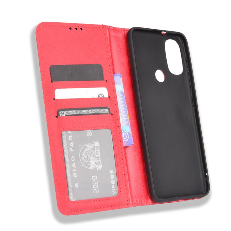 For Motorola Moto E40 / E30 / E20 Magnetic Buckle Retro Crazy Horse Texture Horizontal Flip Phone Leather Case with Holder & Card Slots & Photo Frame