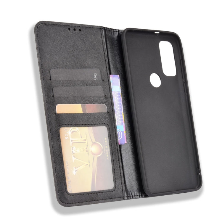 For Motorola G Pure Magnetic Buckle Retro Crazy Horse Texture Horizontal Flip Phone Leather Case with Holder & Card Slots & Photo Frame