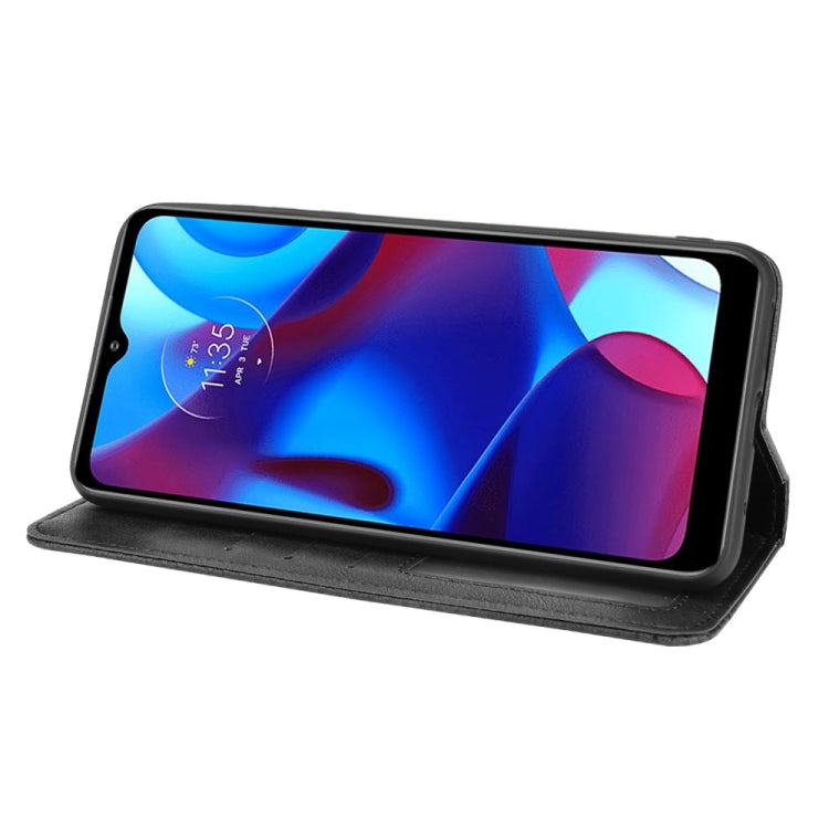 For Motorola G Pure Magnetic Buckle Retro Crazy Horse Texture Horizontal Flip Phone Leather Case with Holder & Card Slots & Photo Frame