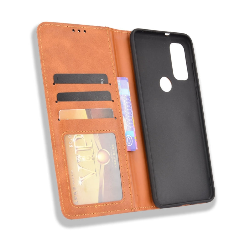 For Motorola G Pure Magnetic Buckle Retro Crazy Horse Texture Horizontal Flip Phone Leather Case with Holder & Card Slots & Photo Frame