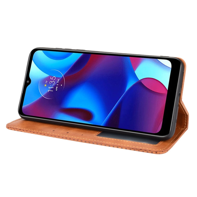 For Motorola G Pure Magnetic Buckle Retro Crazy Horse Texture Horizontal Flip Phone Leather Case with Holder & Card Slots & Photo Frame