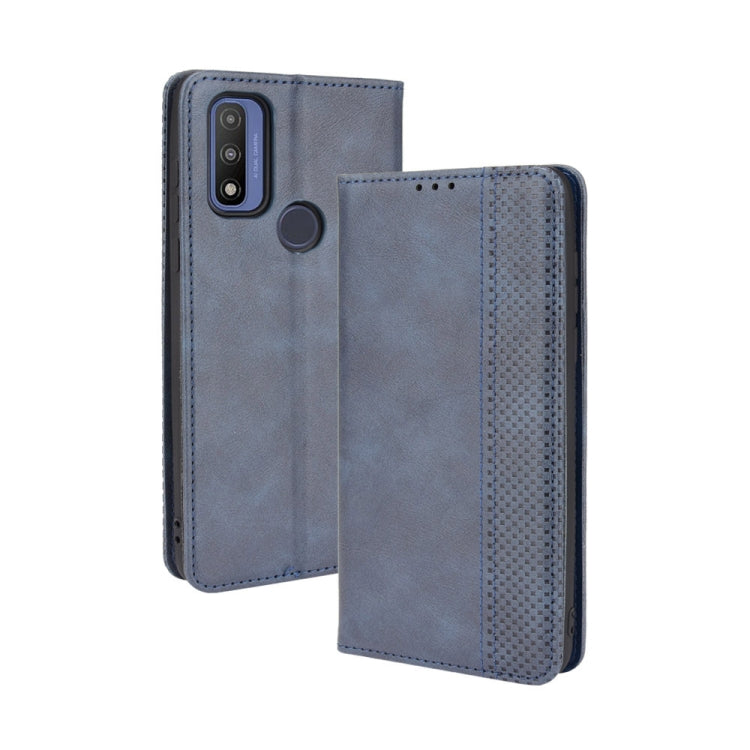 For Motorola G Pure Magnetic Buckle Retro Crazy Horse Texture Horizontal Flip Phone Leather Case with Holder & Card Slots & Photo Frame