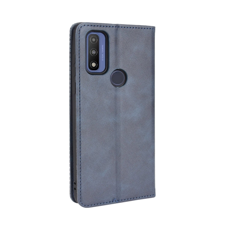 For Motorola G Pure Magnetic Buckle Retro Crazy Horse Texture Horizontal Flip Phone Leather Case with Holder & Card Slots & Photo Frame