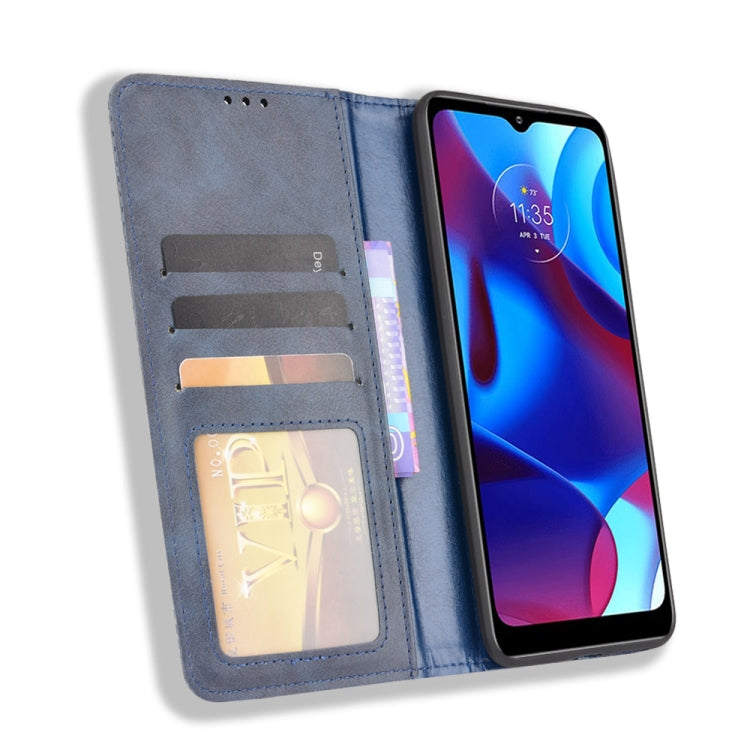 For Motorola G Pure Magnetic Buckle Retro Crazy Horse Texture Horizontal Flip Phone Leather Case with Holder & Card Slots & Photo Frame