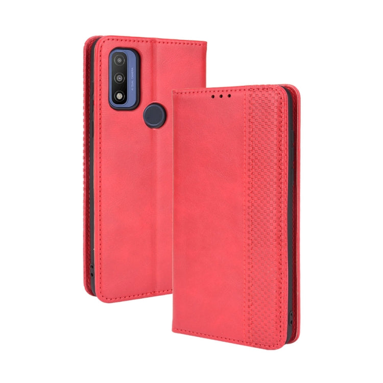 For Motorola G Pure Magnetic Buckle Retro Crazy Horse Texture Horizontal Flip Phone Leather Case with Holder & Card Slots & Photo Frame