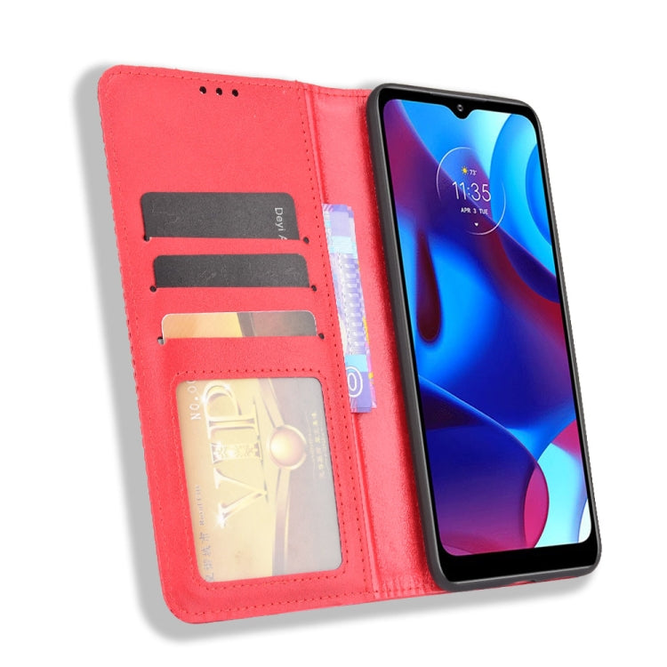 For Motorola G Pure Magnetic Buckle Retro Crazy Horse Texture Horizontal Flip Phone Leather Case with Holder & Card Slots & Photo Frame