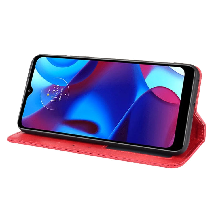 For Motorola G Pure Magnetic Buckle Retro Crazy Horse Texture Horizontal Flip Phone Leather Case with Holder & Card Slots & Photo Frame