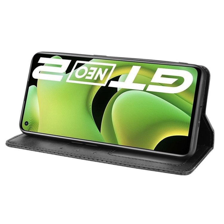 For OPPO Realme GT Neo2 Magnetic Buckle Retro Crazy Horse Texture Horizontal Flip Phone Leather Case with Holder & Card Slots & Photo Frame