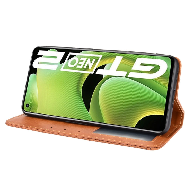 For OPPO Realme GT Neo2 Magnetic Buckle Retro Crazy Horse Texture Horizontal Flip Phone Leather Case with Holder & Card Slots & Photo Frame