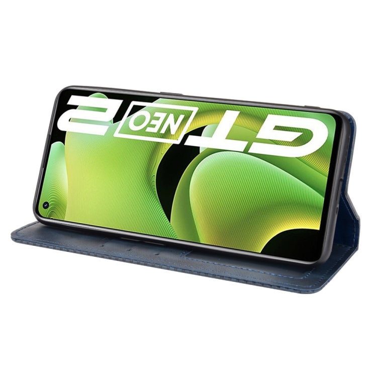 For OPPO Realme GT Neo2 Magnetic Buckle Retro Crazy Horse Texture Horizontal Flip Phone Leather Case with Holder & Card Slots & Photo Frame