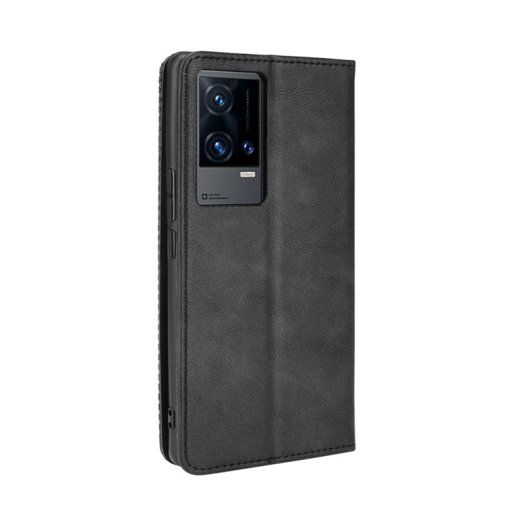 For vivo iQOO 8 Pro Magnetic Buckle Retro Crazy Horse Texture Horizontal Flip Phone Leather Case with Holder & Card Slots & Photo Frame