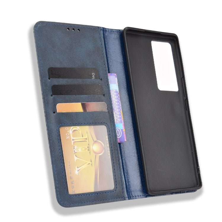 For vivo iQOO 8 Pro Magnetic Buckle Retro Crazy Horse Texture Horizontal Flip Phone Leather Case with Holder & Card Slots & Photo Frame