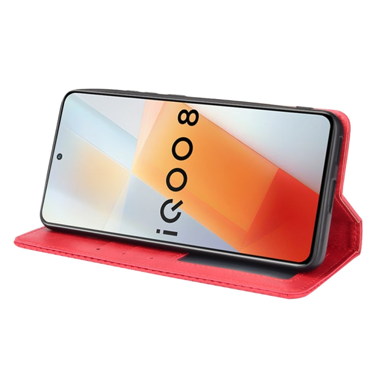 For vivo iQOO 8 Magnetic Buckle Retro Crazy Horse Texture Horizontal Flip Phone Leather Case with Holder & Card Slots & Photo Frame