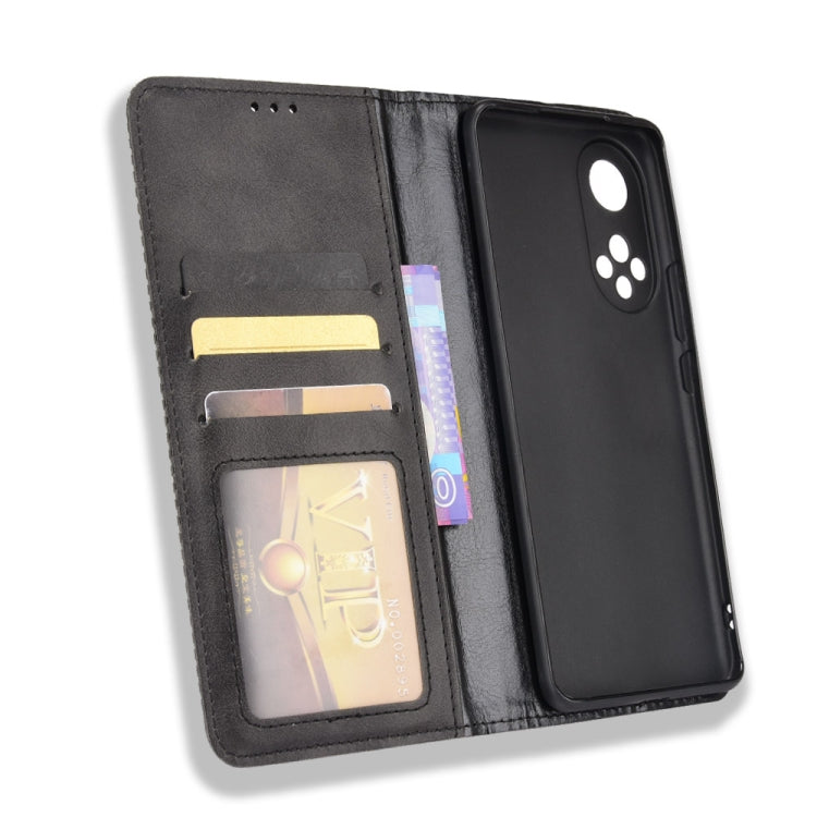 For Huawei nova 9 Magnetic Buckle Retro Crazy Horse Texture Horizontal Flip Phone Leather Case with Holder & Card Slots & Photo Frame