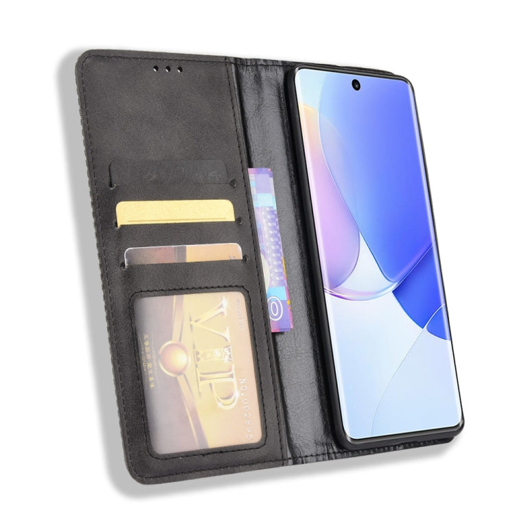 For Huawei nova 9 Magnetic Buckle Retro Crazy Horse Texture Horizontal Flip Phone Leather Case with Holder & Card Slots & Photo Frame