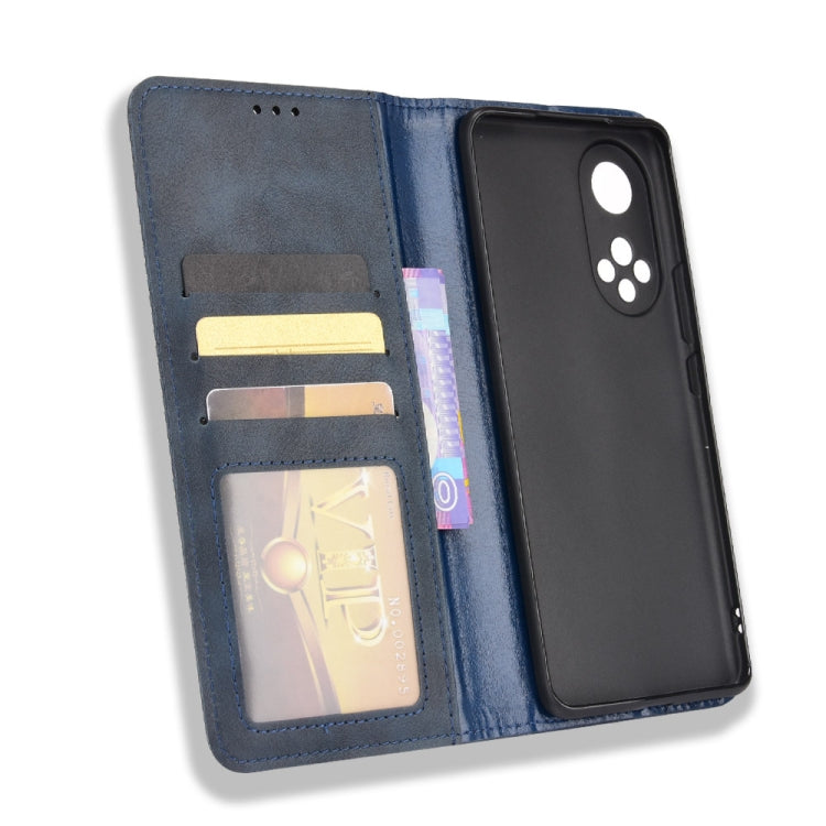 For Huawei nova 9 Magnetic Buckle Retro Crazy Horse Texture Horizontal Flip Phone Leather Case with Holder & Card Slots & Photo Frame