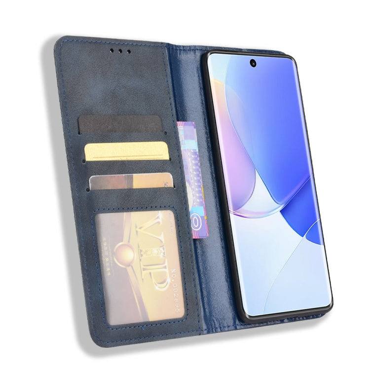 For Huawei nova 9 Magnetic Buckle Retro Crazy Horse Texture Horizontal Flip Phone Leather Case with Holder & Card Slots & Photo Frame
