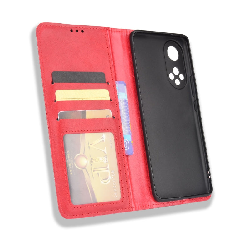 For Huawei nova 9 Magnetic Buckle Retro Crazy Horse Texture Horizontal Flip Phone Leather Case with Holder & Card Slots & Photo Frame