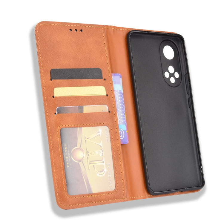For Huawei nova 9 Pro / Honor 50 Pro Magnetic Buckle Retro Crazy Horse Texture Horizontal Flip Phone Leather Case with Holder & Card Slots & Photo Frame