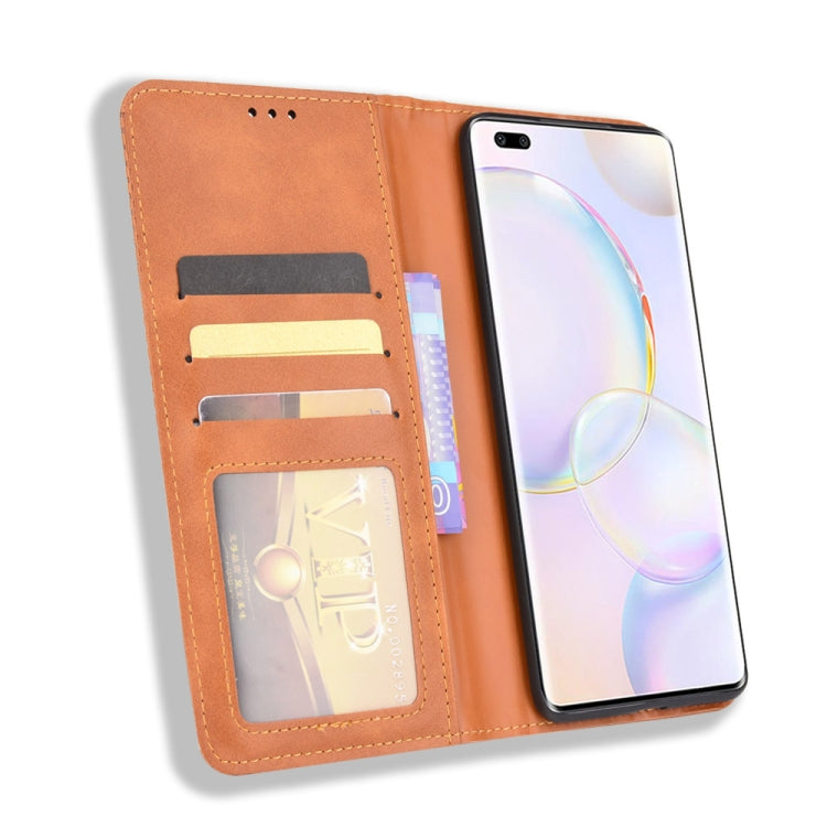 For Huawei nova 9 Pro / Honor 50 Pro Magnetic Buckle Retro Crazy Horse Texture Horizontal Flip Phone Leather Case with Holder & Card Slots & Photo Frame