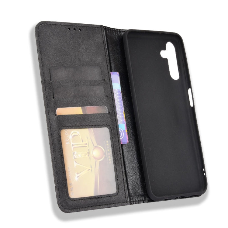 For Samsung Galaxy A13 5G Magnetic Buckle Retro Crazy Horse Texture Horizontal Flip Phone Leather Case with Holder & Card Slots & Photo Frame