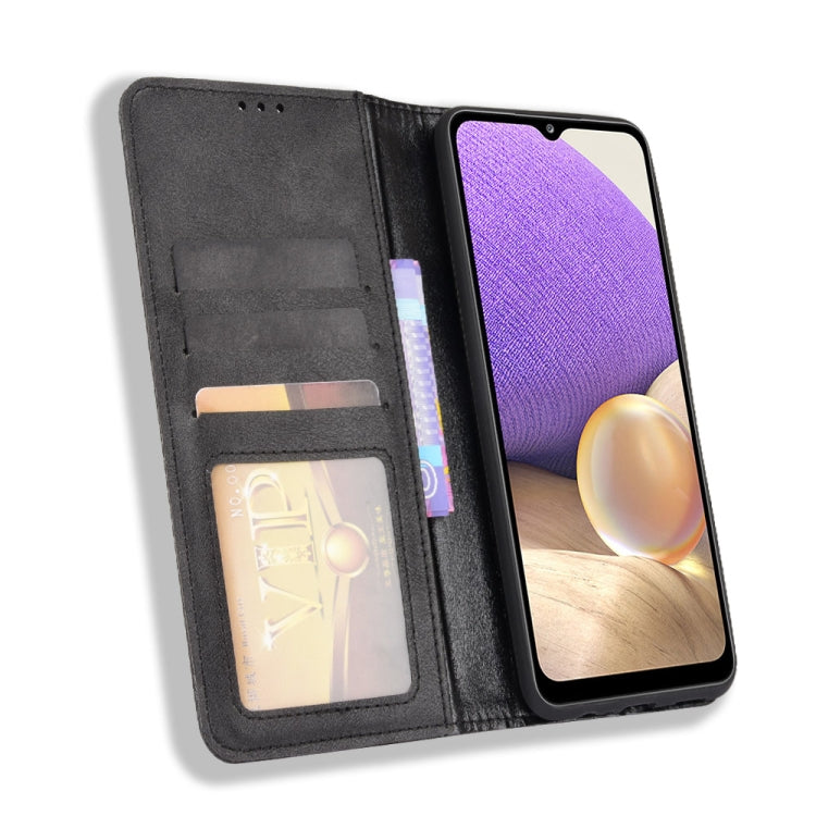 For Samsung Galaxy A13 5G Magnetic Buckle Retro Crazy Horse Texture Horizontal Flip Phone Leather Case with Holder & Card Slots & Photo Frame