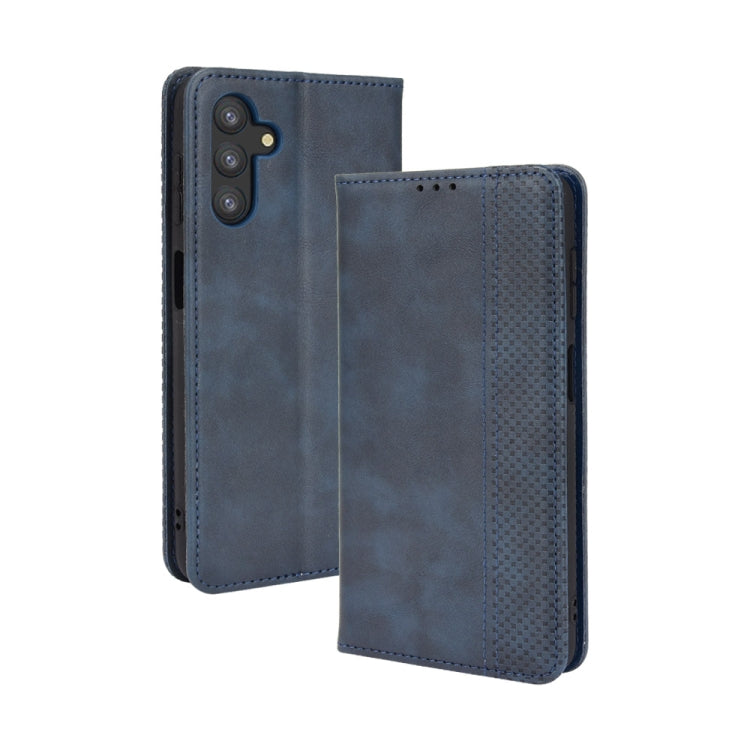 For Samsung Galaxy A13 5G Magnetic Buckle Retro Crazy Horse Texture Horizontal Flip Phone Leather Case with Holder & Card Slots & Photo Frame