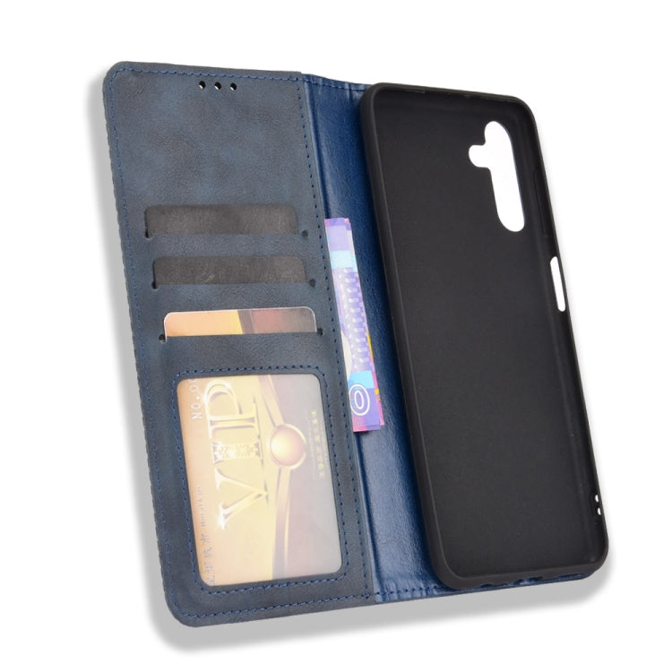 For Samsung Galaxy A13 5G Magnetic Buckle Retro Crazy Horse Texture Horizontal Flip Phone Leather Case with Holder & Card Slots & Photo Frame