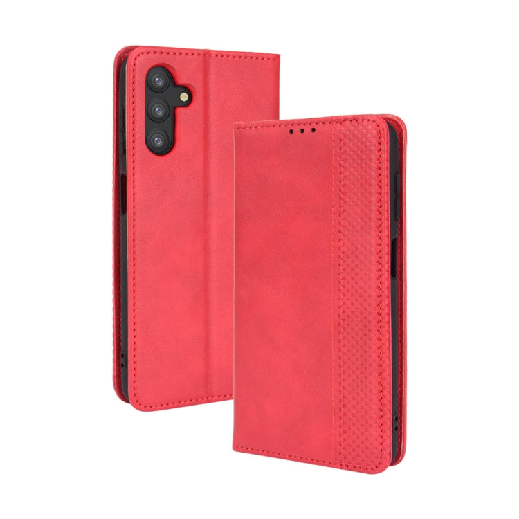 For Samsung Galaxy A13 5G Magnetic Buckle Retro Crazy Horse Texture Horizontal Flip Phone Leather Case with Holder & Card Slots & Photo Frame