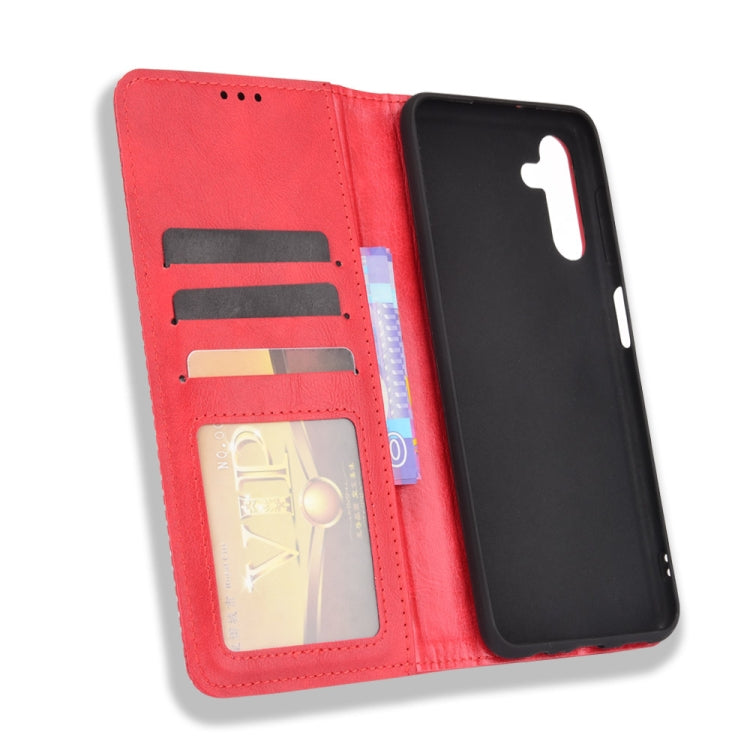 For Samsung Galaxy A13 5G Magnetic Buckle Retro Crazy Horse Texture Horizontal Flip Phone Leather Case with Holder & Card Slots & Photo Frame