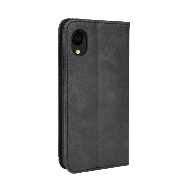 For Samsung Galaxy A22 5G Japanese Version Magnetic Buckle Retro Crazy Horse Texture Horizontal Flip Phone Leather Case with Holder & Card Slots & Photo Frame
