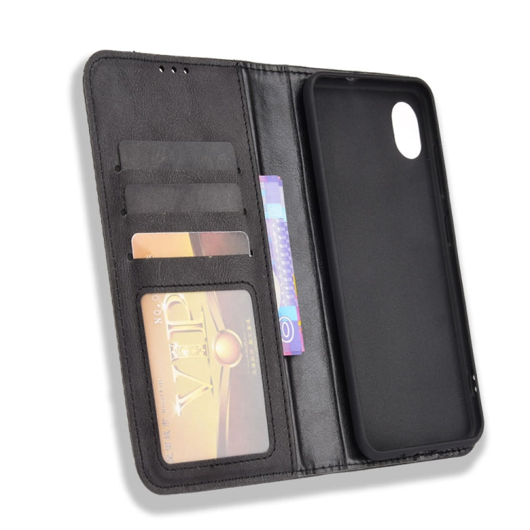 For Samsung Galaxy A22 5G Japanese Version Magnetic Buckle Retro Crazy Horse Texture Horizontal Flip Phone Leather Case with Holder & Card Slots & Photo Frame