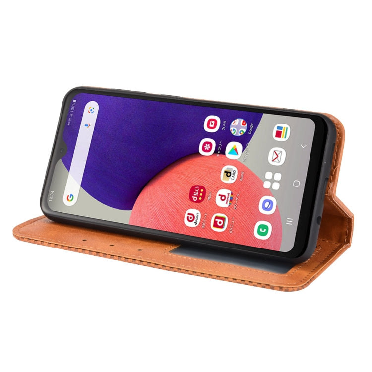 For Samsung Galaxy A22 5G Japanese Version Magnetic Buckle Retro Crazy Horse Texture Horizontal Flip Phone Leather Case with Holder & Card Slots & Photo Frame