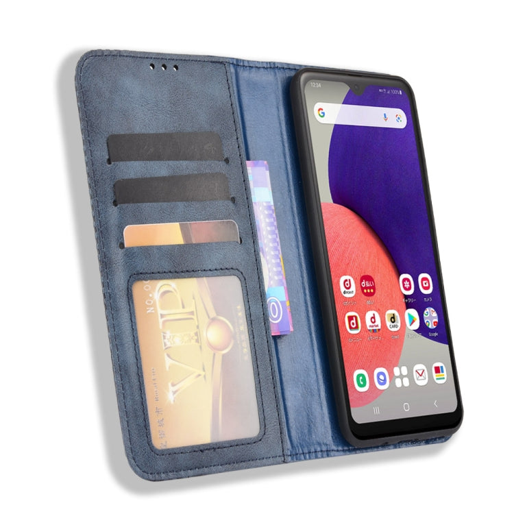 For Samsung Galaxy A22 5G Japanese Version Magnetic Buckle Retro Crazy Horse Texture Horizontal Flip Phone Leather Case with Holder & Card Slots & Photo Frame