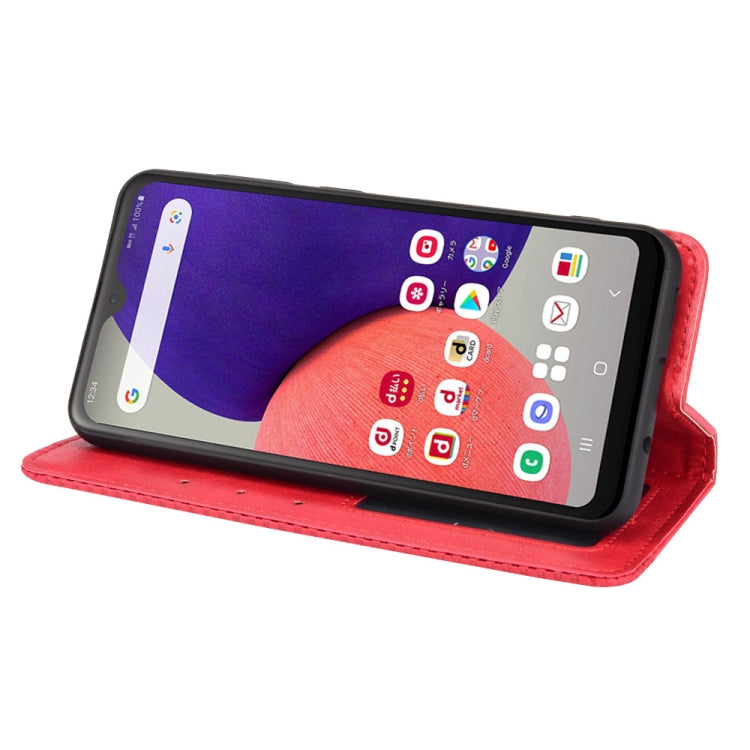 For Samsung Galaxy A22 5G Japanese Version Magnetic Buckle Retro Crazy Horse Texture Horizontal Flip Phone Leather Case with Holder & Card Slots & Photo Frame