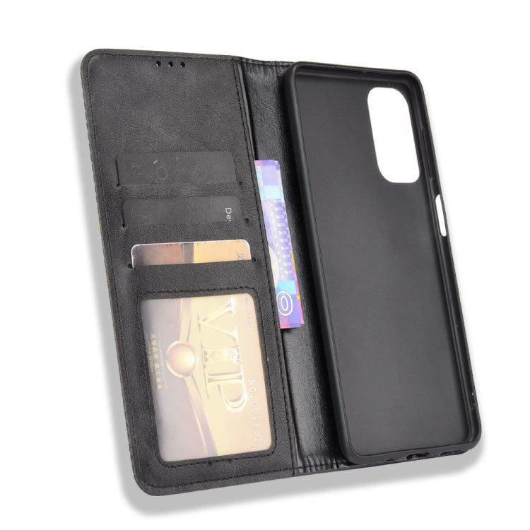 For Samsung Galaxy M52 5G Magnetic Buckle Retro Crazy Horse Texture Horizontal Flip Phone Leather Case with Holder & Card Slots & Photo Frame