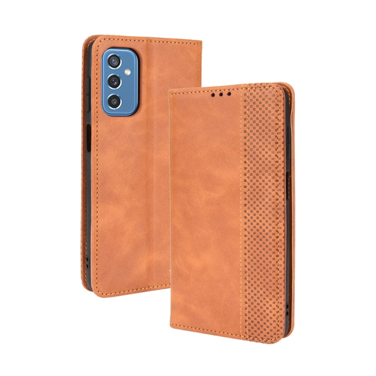 For Samsung Galaxy M52 5G Magnetic Buckle Retro Crazy Horse Texture Horizontal Flip Phone Leather Case with Holder & Card Slots & Photo Frame