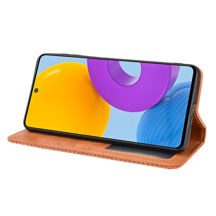 For Samsung Galaxy M52 5G Magnetic Buckle Retro Crazy Horse Texture Horizontal Flip Phone Leather Case with Holder & Card Slots & Photo Frame