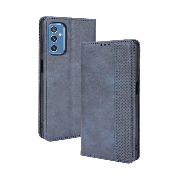 For Samsung Galaxy M52 5G Magnetic Buckle Retro Crazy Horse Texture Horizontal Flip Phone Leather Case with Holder & Card Slots & Photo Frame