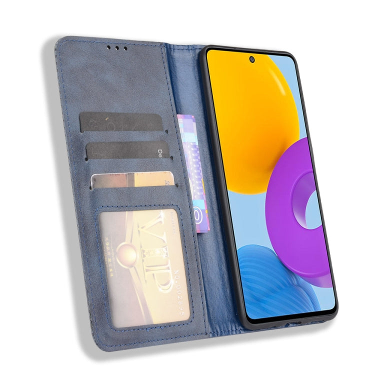 For Samsung Galaxy M52 5G Magnetic Buckle Retro Crazy Horse Texture Horizontal Flip Phone Leather Case with Holder & Card Slots & Photo Frame