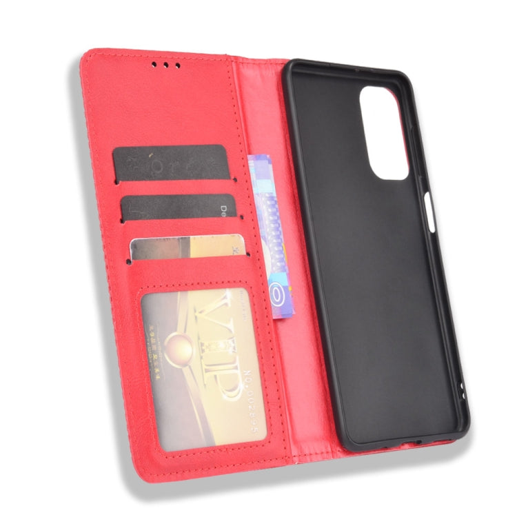 For Samsung Galaxy M52 5G Magnetic Buckle Retro Crazy Horse Texture Horizontal Flip Phone Leather Case with Holder & Card Slots & Photo Frame