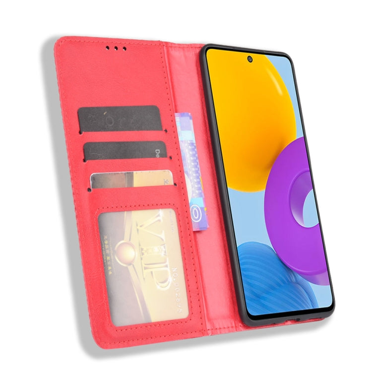 For Samsung Galaxy M52 5G Magnetic Buckle Retro Crazy Horse Texture Horizontal Flip Phone Leather Case with Holder & Card Slots & Photo Frame