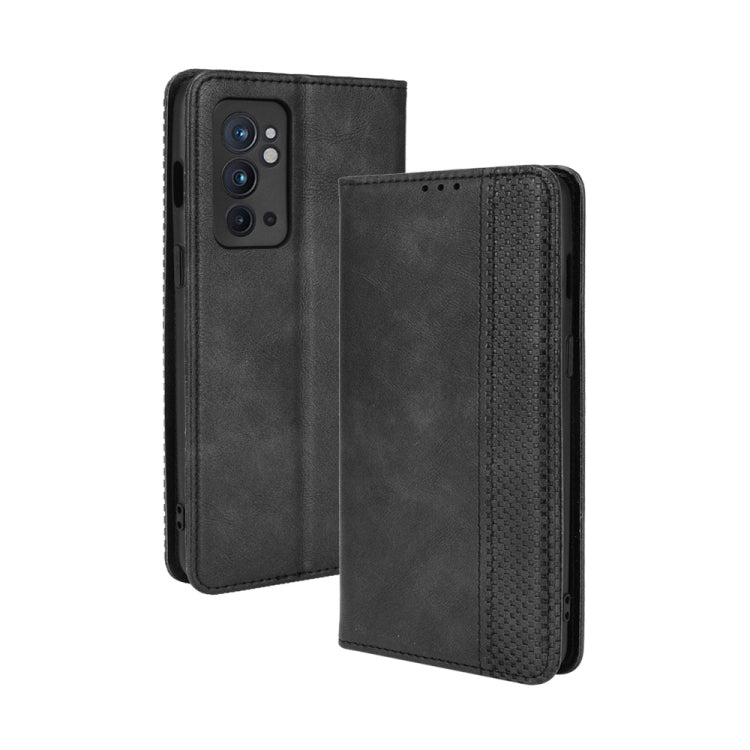 For OnePlus 9RT 5G Magnetic Buckle Retro Crazy Horse Texture Horizontal Flip Phone Leather Case with Holder & Card Slots & Photo Frame