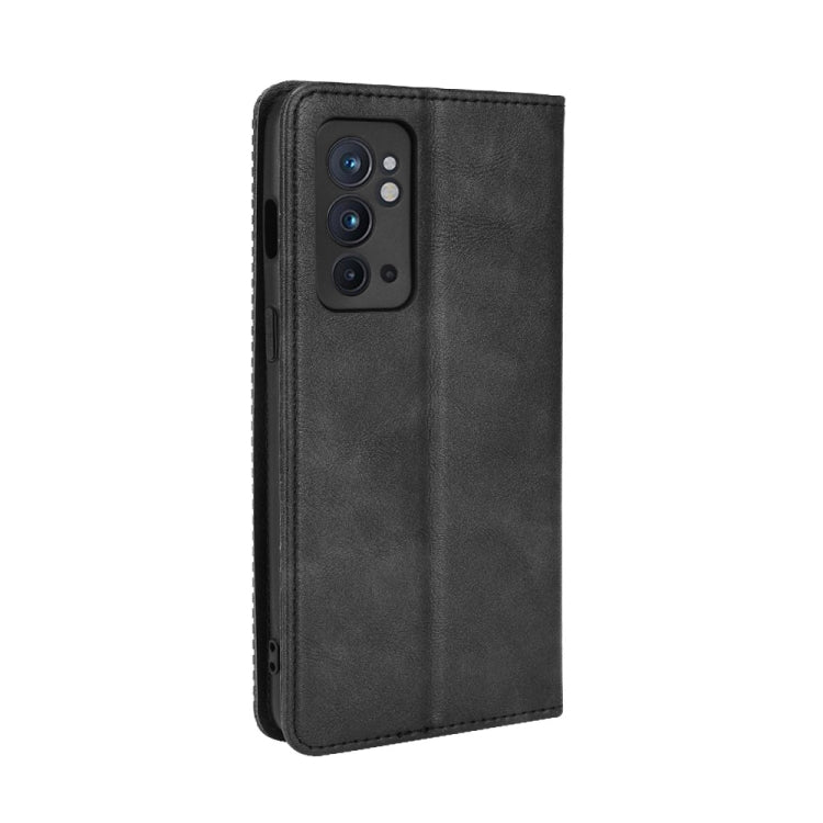 For OnePlus 9RT 5G Magnetic Buckle Retro Crazy Horse Texture Horizontal Flip Phone Leather Case with Holder & Card Slots & Photo Frame